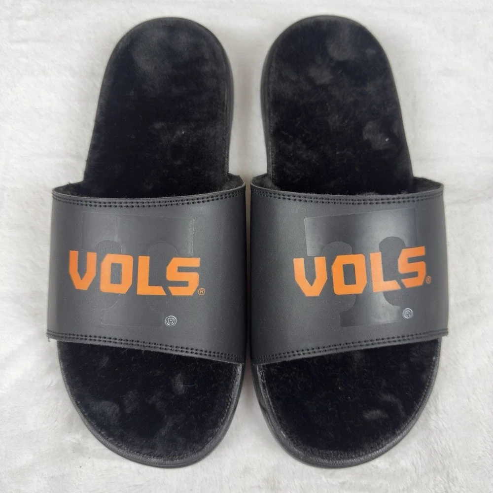 Tennessee Volunteers ISlide‎ Fur Lined Slides Men's 9 Black Sneaker Midsole New